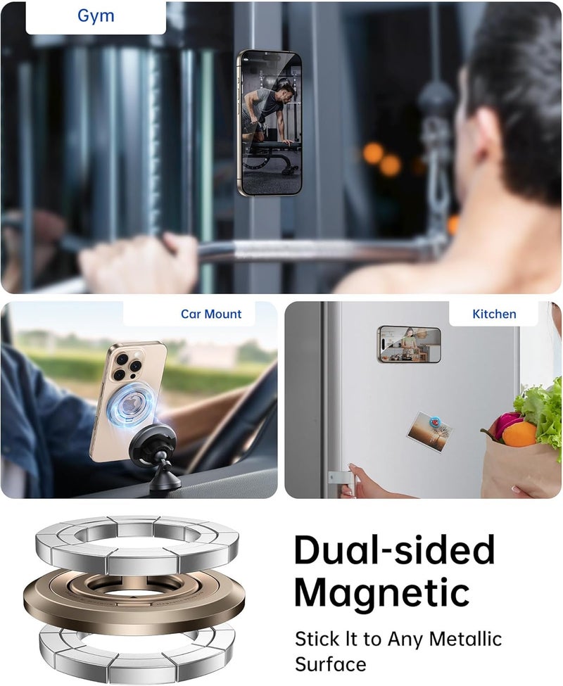 Syncwire for MagSafe Ring Phone Holder, 360° Rotation Magnetic Cell Phone Grip Dual-Sided Magnets Phone Ring Kickstand Compatible with iPhone 17 16 15 14 13 12 Pro Max MagSafe, Android, Samsung etc. - Image 5
